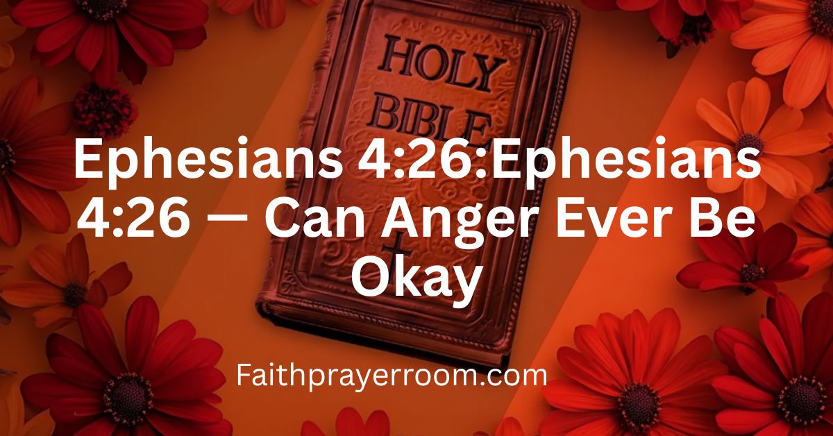 Ephesians 4:26:Ephesians 4:26 — Can Anger Ever Be Okay